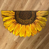 Bright Yellow Sunflower Shaped Door Mat Non-Slip Half Round Floral Accent Rug Sunflower