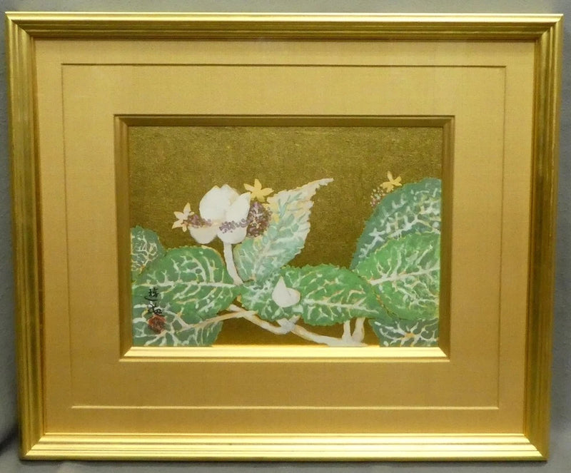 Yuugame Ogura Japanese Painting Art Gold Mountain Hydrangea Flower Plants Hydrangea