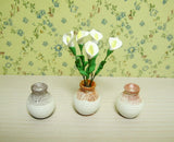 Miniature Vase & 5 Calla Lily Flower Bunch 1:12 Dolls House Garden Bedroom Decor Lily