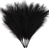 6-Pcs 17" Black Pampas Grass Faux Pompas Fluffy Artificial Fake Flower Gothic De Pampas Grass