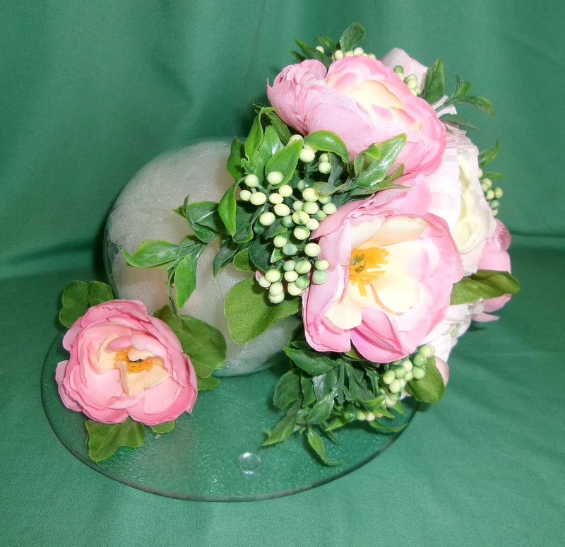 Floral Arrangement Tilted Silk Pink Floral Decoration Counter Table Top Gift Ranunculus