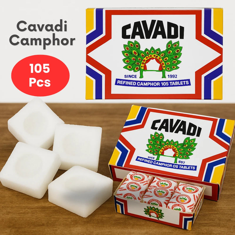 Cavadi camphor tablets set: 105 white blocks with branded retail box