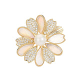 Women's Freshwater Pearl Shell Cubic Zircon Sunflower Brooch Pin Sunflower