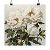 White Peonies Flower Art Print, White Flower Painting, Flower DŽcor 07 Peony