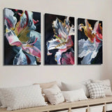 3pcs Golden Pink Lily Flower Petals & Dewdrops Wall Art Canvas Unframed/Framed Lily