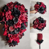 Burgundy Black Rose Calla Lily Bridal Wedding Bouquet Accessories Bouquet