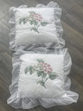 Floral Pillow Chiffon Rose Hydrangea White Ruffle Square Cotttagecore Fairycore Hydrangea