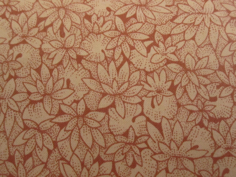 Cotton Fabric Allover Small Floral Rust Beige Quilt Craft BTY x 44 Flowering Plants