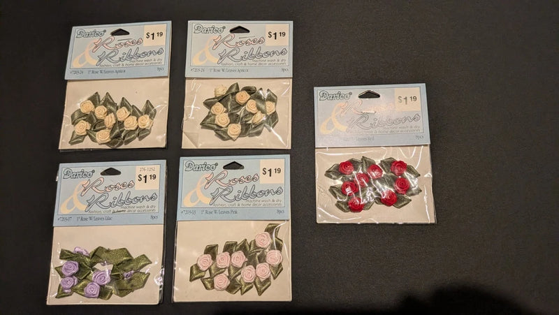 roses ribbons by Darice Roses & Ribbons; 1Ó Rosebud W/flat bow Pink, red , lilac Carnation