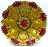 Antique GOOFUS Glass Early American Pressed Cake Plate Lancaster Carnation Ware Carnation