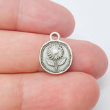 5 Sunflower Charms, Round Flower Pendant, Earring Charms 16x12mm  G37356 Sunflower