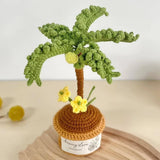 Handmade Crochet Coconut Tree Potted Plants Exquisite Pot Perfect for Home Decor Green Plant