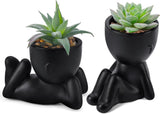 Set of 2 Fake Plants Artificial Succulent Plants for Office Desk Accessories Bla Green Plant