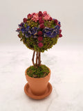 Handmade Small Topiary w/ Mini Roses Dried Flower Arrangement Ð Cross Design Dried Flower