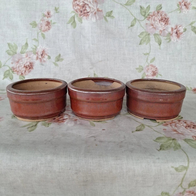 Red ceramic plant pot 3 pieces mini mini bonsai succulent plant pot gardening Garden Plants