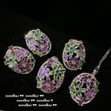 New Sunflower Gem Earrings Sotheby's Rainbow Oval Necklace Ear Clips Sunflower