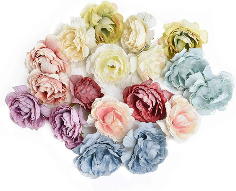 24 Pcs Artificial Rose Flower Heads Silk Flower for Wedding Bouquet Decoration H Bouquet