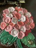 CHALA GARDEN KEY FOB HYDRANGEA W/ LADYBUG zip keychain Hydrangea
