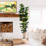 8 Ft. Artificial Fiddle Leaf Tree in Decorative White Planter. Retail $299 Green Plant