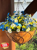 Lamsze Artificial Daisy Hanging Flowers Basket UV Resistant Silk Daisies