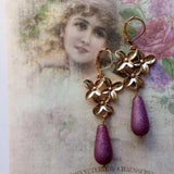 Handmade Gold Plated Hydrangea Flower Charm Earrings, Free U.S. Shipping! Hydrangea