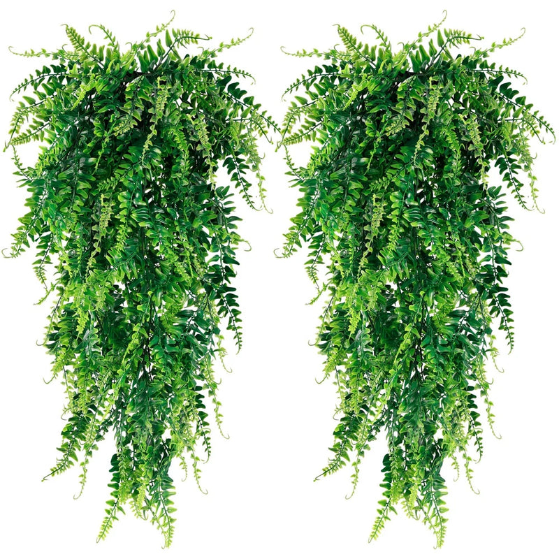 4 Pack Artificial Hanging Plants Fake Hanging Plant Faux Hanging Boston Ferns... Green Plant