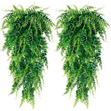 4 Pack Artificial Hanging Plants Fake Hanging Plant Faux Hanging Boston Ferns... Green Plant
