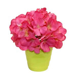 Pink Hydrangea With Green Bamboo Pot 7" Artificial Silk Flowet Hydrangea