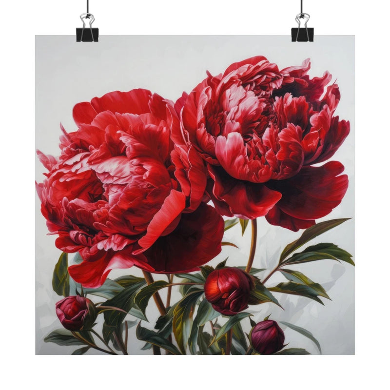 Red Peonies Flower Art Print, Red Flower Painting, Flower DŽcor 11 Peony