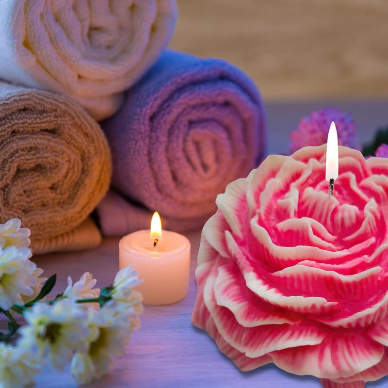 Jumbo Pink Peony Flower Unscented Soy Wax Candle Peony