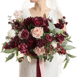 Ling's Moment Red Wedding Bouquets for Bride, Burgundy and Blush Bridal Bouqu... Ranunculus