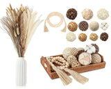 121 Pcs Decorative Balls Dried Pampas Grass Wood Beads Set for Vase Bowl Fill... Pampas Grass
