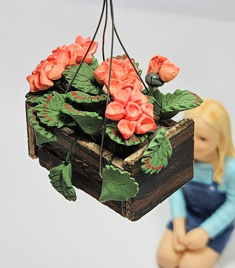 Dollhouse Garden Miniature Hydrangea Potted Hanging Basket Plant 1:12 Scale Hydrangea