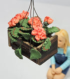 Dollhouse Garden Miniature Hydrangea Potted Hanging Basket Plant 1:12 Scale Hydrangea