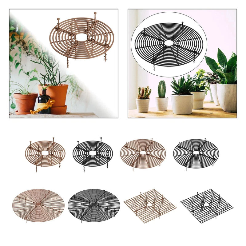 Cuttable wire pot cover grid protector set, round and square, dark and tan