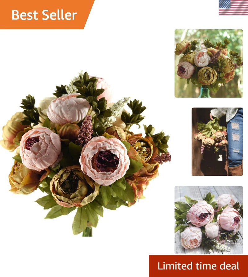 Realistic Vintage Artificial Peonies Mixed Bouquets for -Round Elegance Peony
