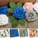 25/50pcs Artificial Flower Real Looking Foam Roses Decoration DIY for Wedding Bouquet