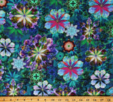 Cotton Venice Lawns Marques Flowers Floral Teal Fabric Print by Yard D654.15 Flowering Plants