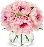 Light Pink Peonies Artificial Flowers with Vase Faux Flowers Peony Fake Flowers Peony