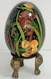 Floral Handpainted Calla Lilies Lily Floral Flower VTG 4" Egg Brass Metal Stand Lily