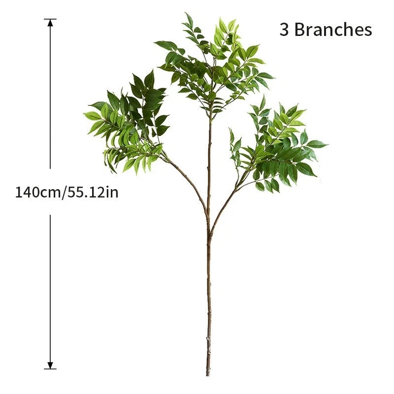 Artificial faux ficus tree with green leaves, 3 branches, 140cm tall.