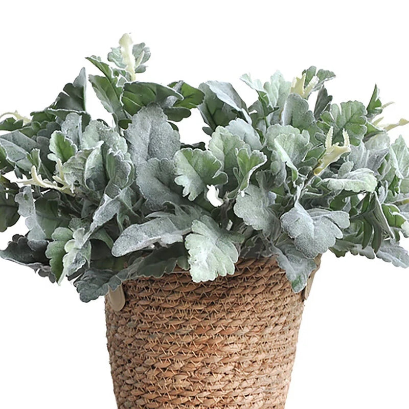 6 Pcs Artificial Dusty Miller Greenery, Green Faux Dusty Miller Bush Plant Fa... Green Plant