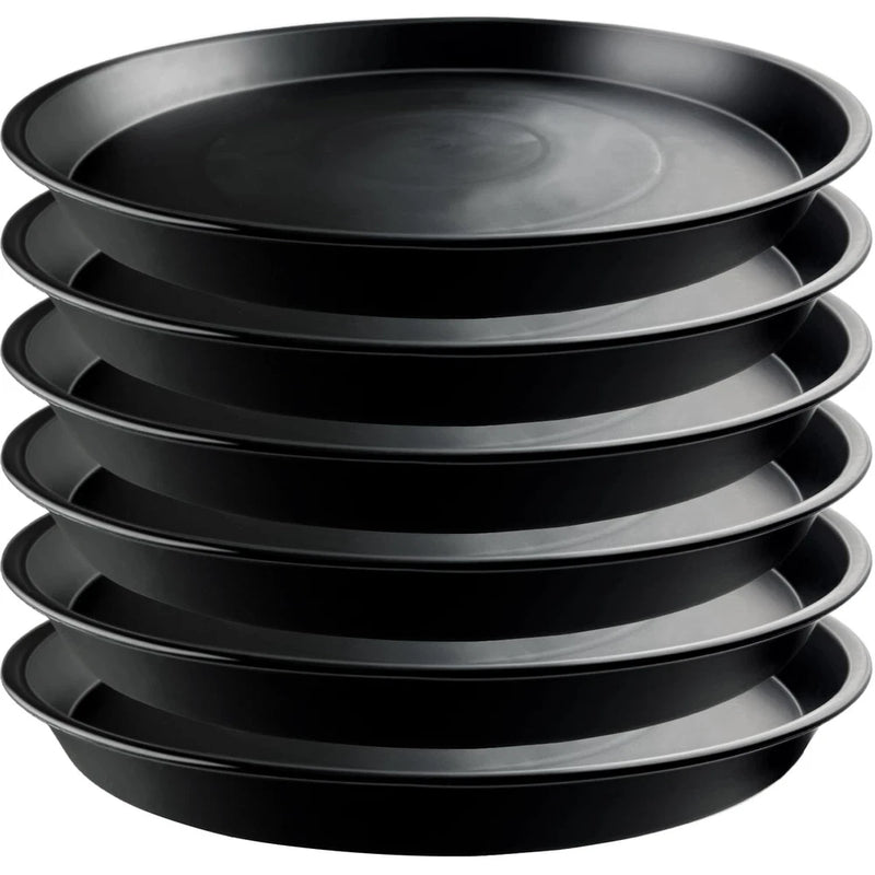 Garrdeen 6-Pack 15" Extra Large Black Plant Saucer Trays, Heavy Duty PP Orchids