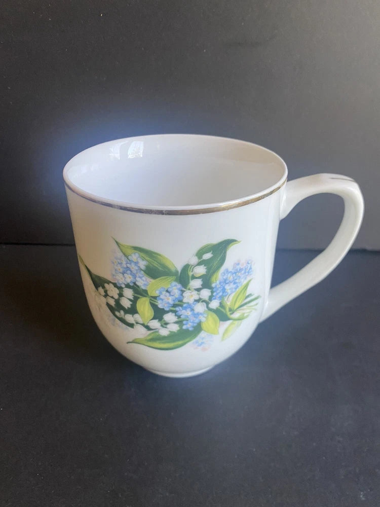 Windsor Fine Porcelain White Mug Flower Of May Lily Of The Valley Lily
