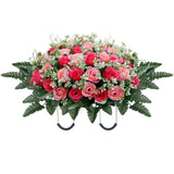 Headstone Flower Saddle,Large Artificial Cemetery Flowers for Grave,Cemetery ... Roses