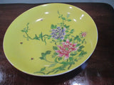 Asian Japanese porcelain Hong Kong bowl dish hand painted carnation flowers Carnation