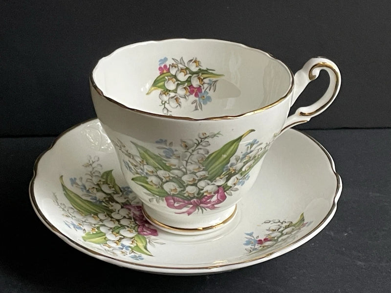 Regency bone china teacup saucer Lily Of The Valley granny core Lily