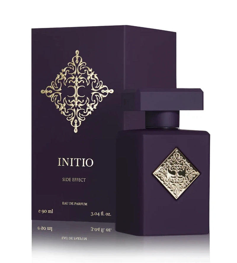 Initio Side Effect eau de parfum spray bottle with dark purple box, 90ml