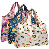 Wrapables Large Foldable Tote Nylon Reusable Grocery Bag, 3 Pack Bouquet