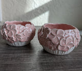 Set of Two Small Ceramic Vases With Pink Hydrangea Motif in Excellent Condition Hydrangea